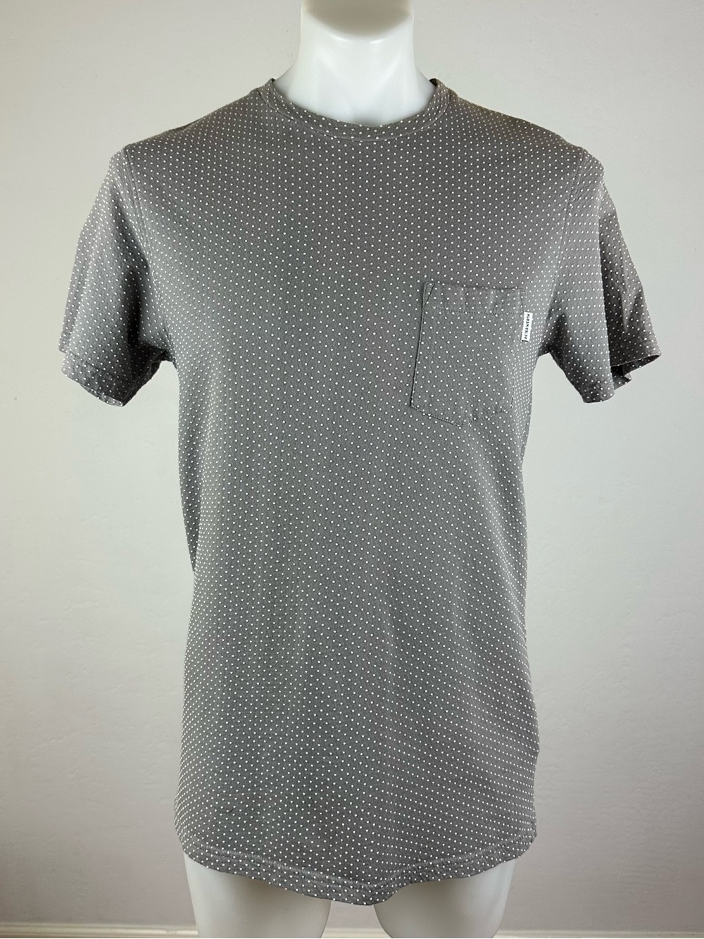 Peter Werth London Men's Grey Microdot Pocket Short Sleeve Tee